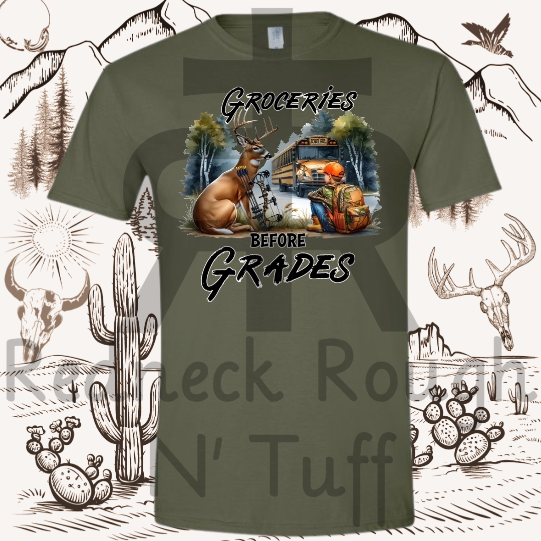 Groceries Before Grades - T-Shirt