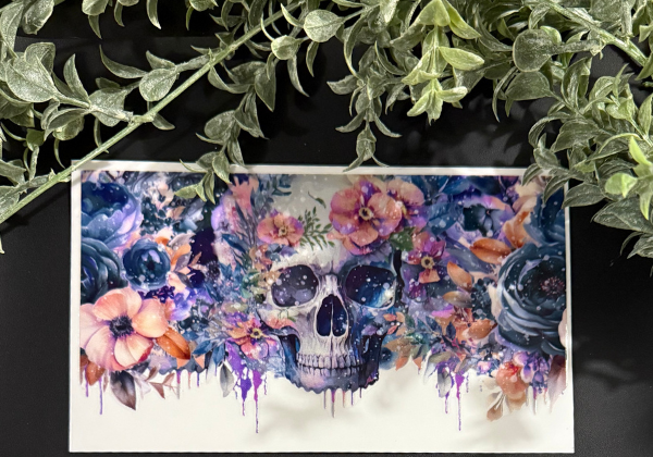Tumbler Decal - Purple Flower Skull