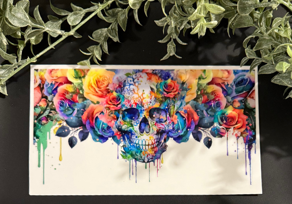 Tumbler Decal - Multi Coloured Flower Skull