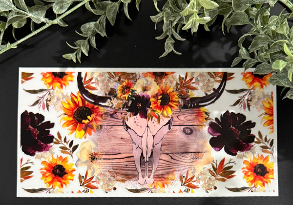 Tumbler Decal - Floral Bull Skull