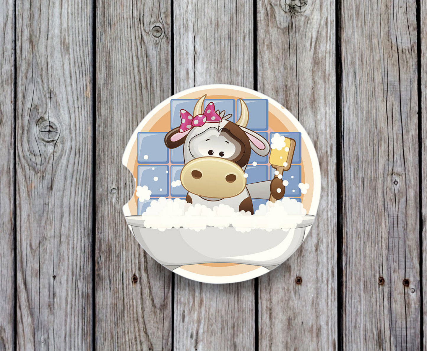 Cow With Bow In Tub