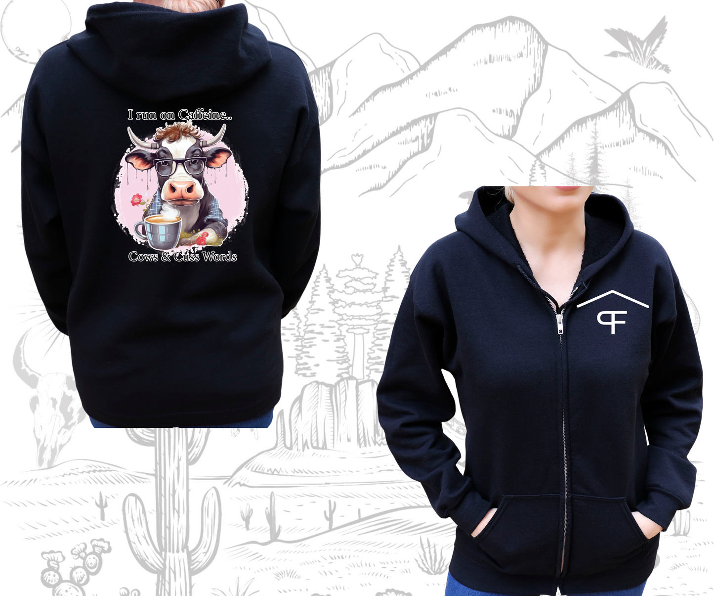 Run On Caffeine, Cows and Cuss Words - Zip Up