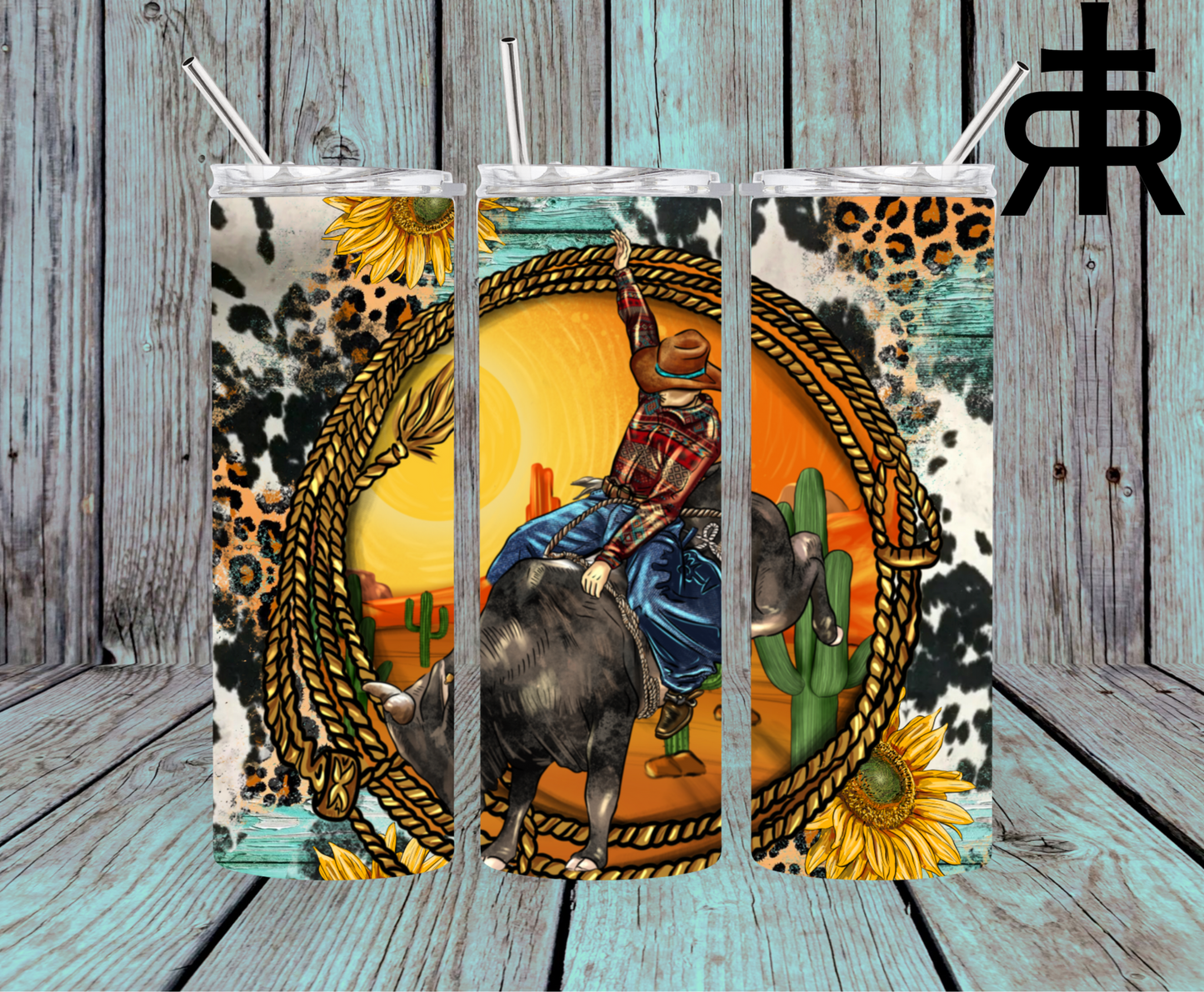 Bull Rider With Cow Print