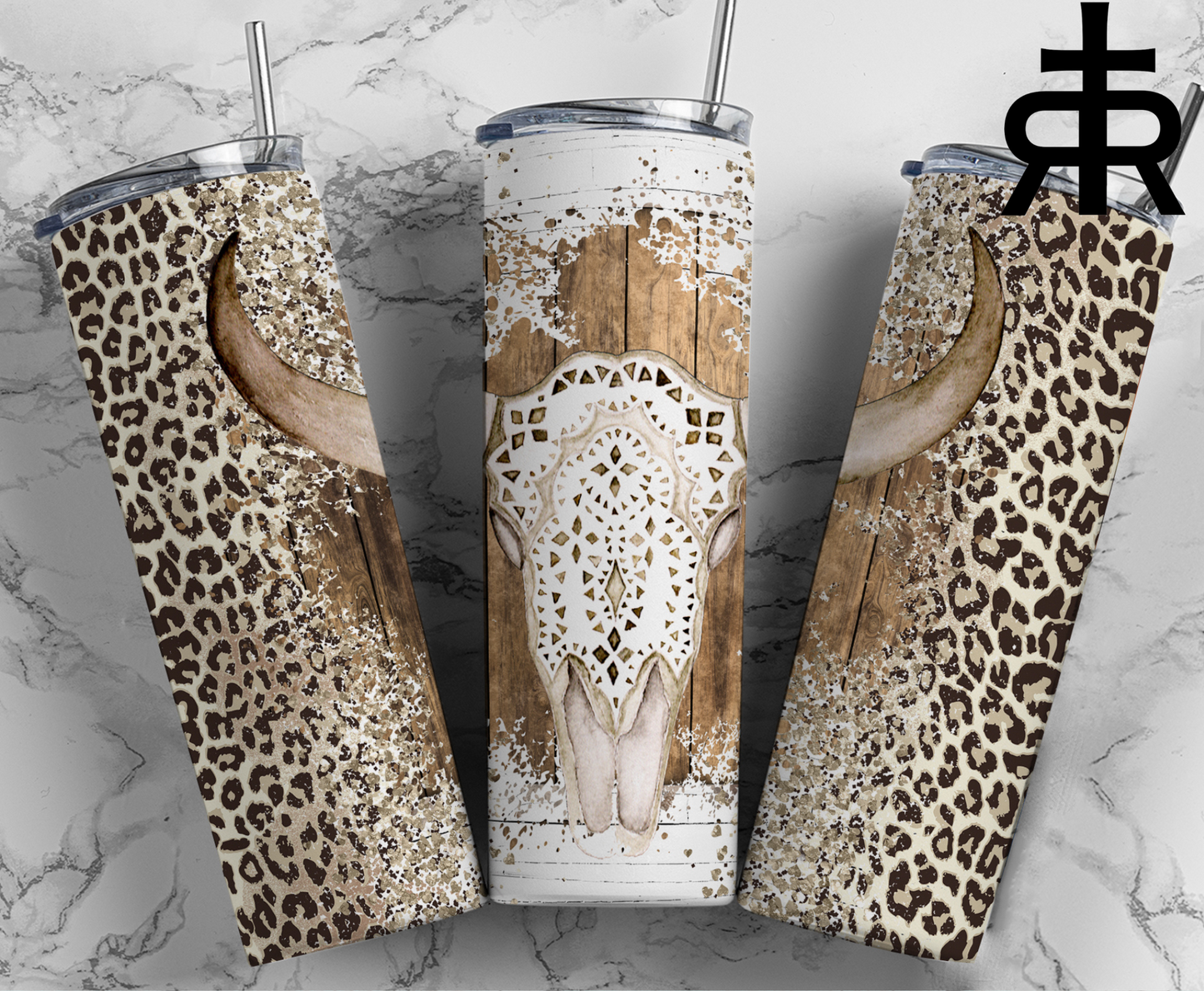 Bull Skull Leopard Print