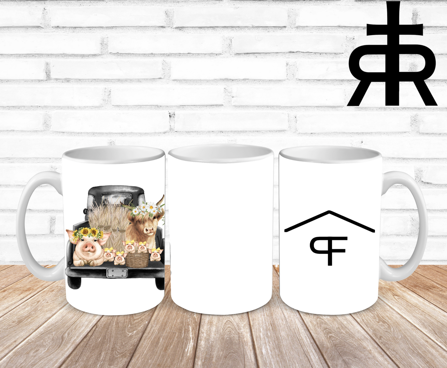 Cow and Pigs In Black Truck