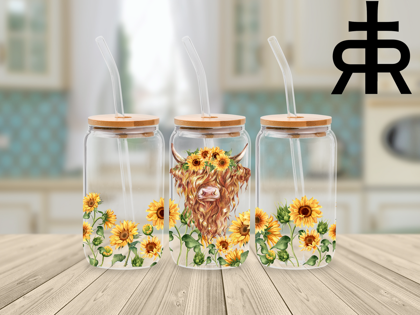 Sunflower Highland Cow