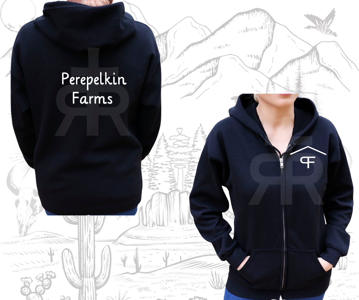 Perepelkin Farms - Brand Front, Name Back Layered Zip Up