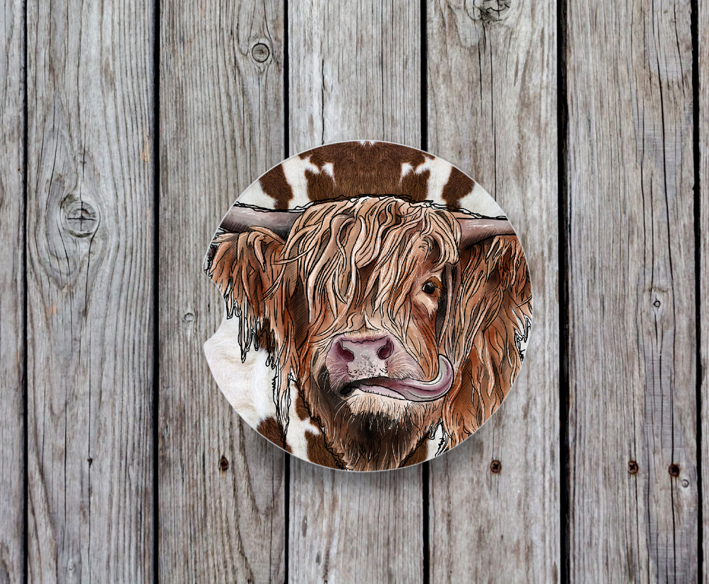 Highland Cow with Tongue Out